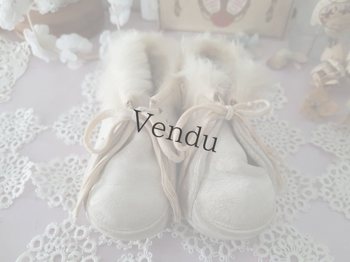 画像2: フランスヴィンテージ　べべ用　白のレザーシューズ (2)