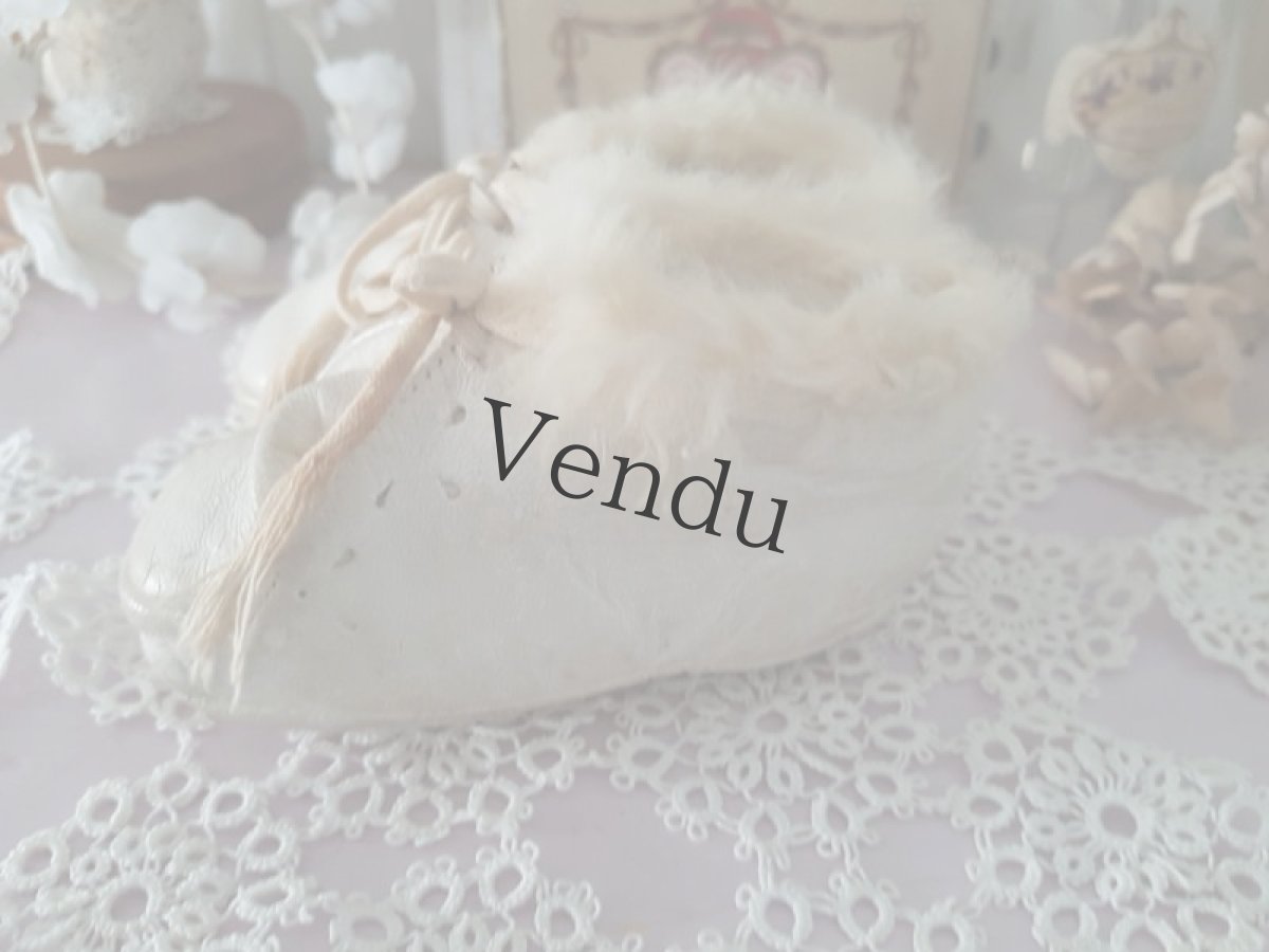 画像3: フランスヴィンテージ　べべ用　白のレザーシューズ (3)