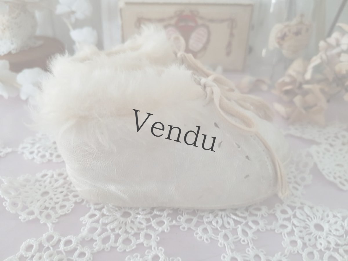 画像6: フランスヴィンテージ　べべ用　白のレザーシューズ (6)