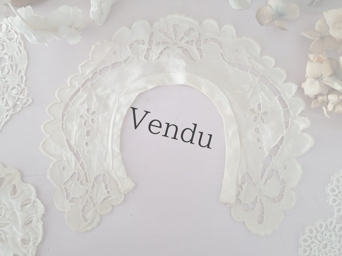 画像4: フランスアンティーク　リボンのカットワーク　とてもちいさなつけ襟 (4)