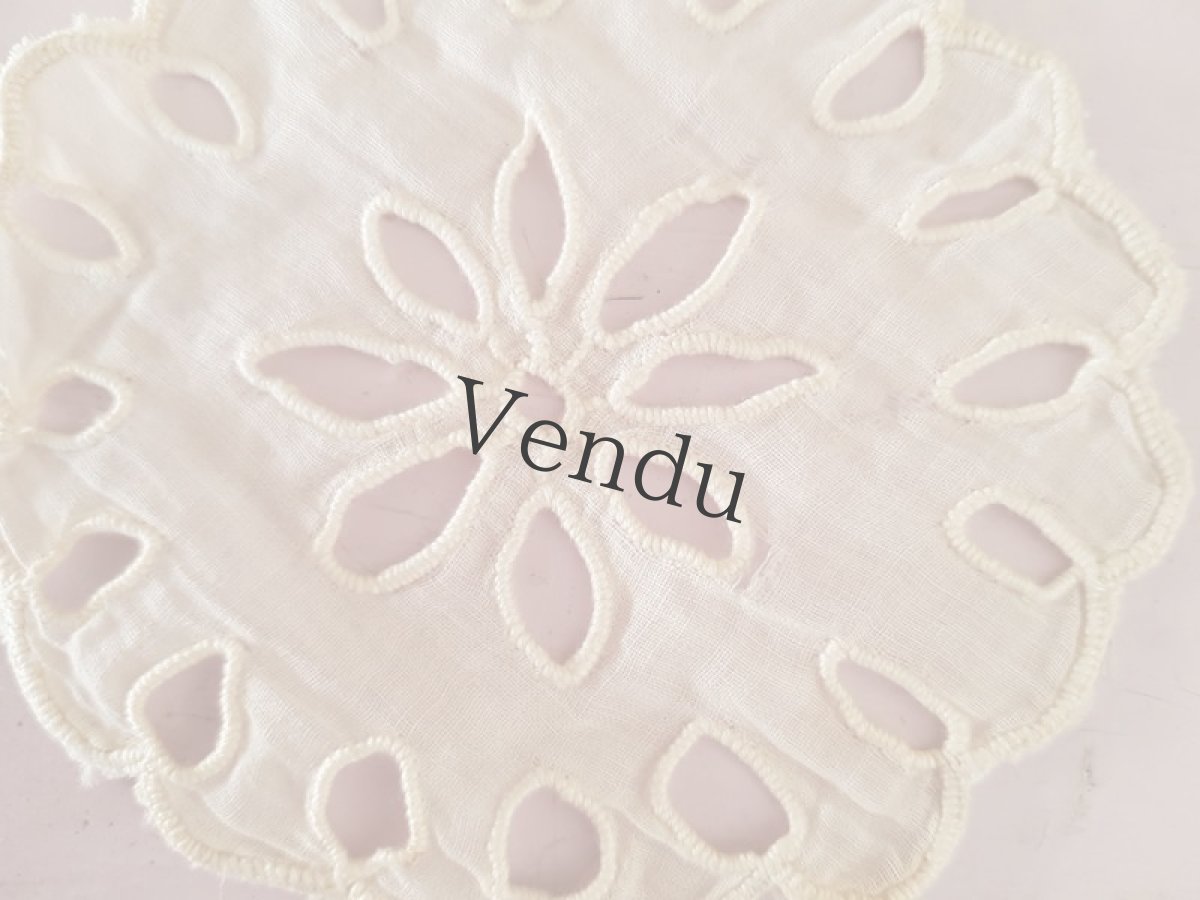 画像5: フランスヴィンテージ　カットワーク刺繍のちいさなドイリー (5)