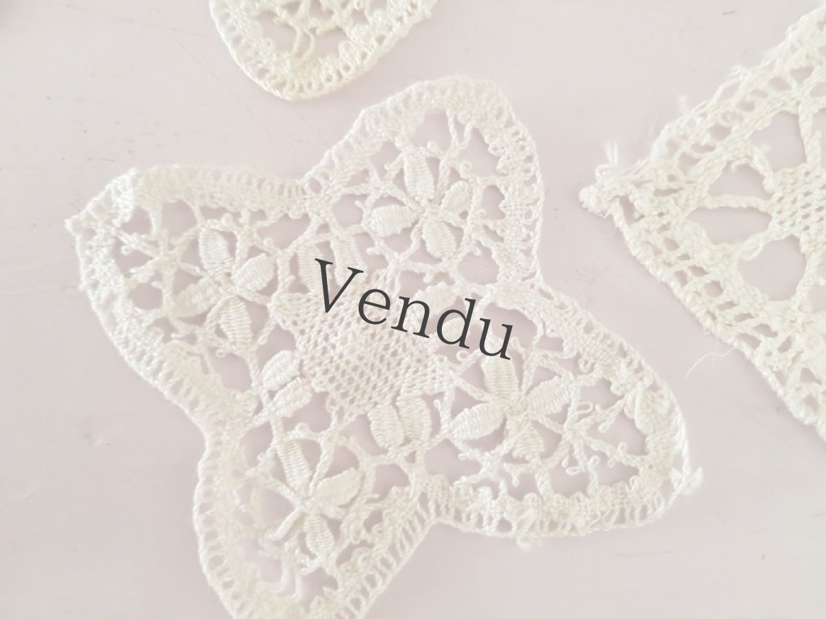 画像4: フランスヴィンテージ　レースモティーフ５枚セット (4)