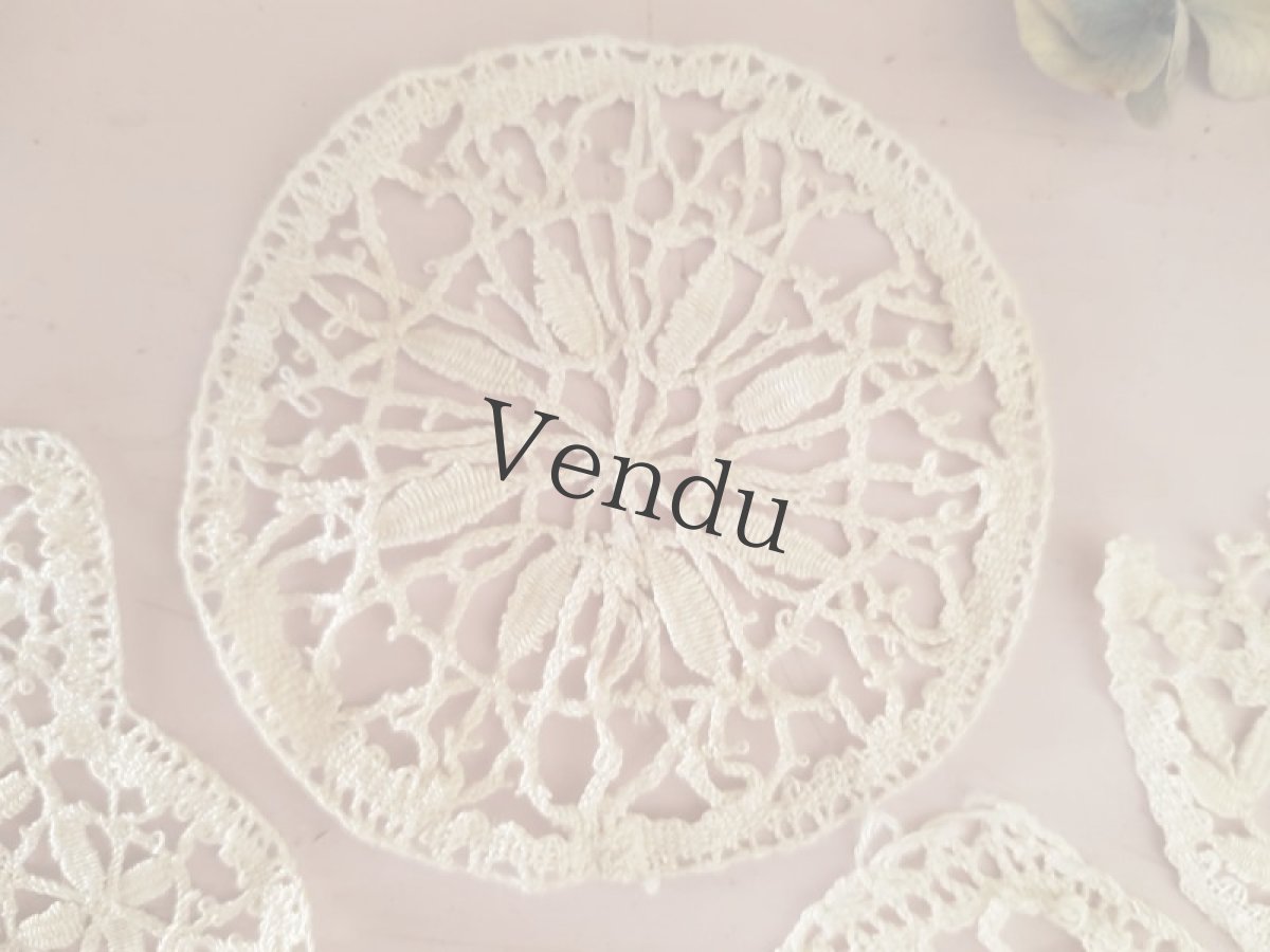 画像5: フランスヴィンテージ　レースモティーフ５枚セット (5)