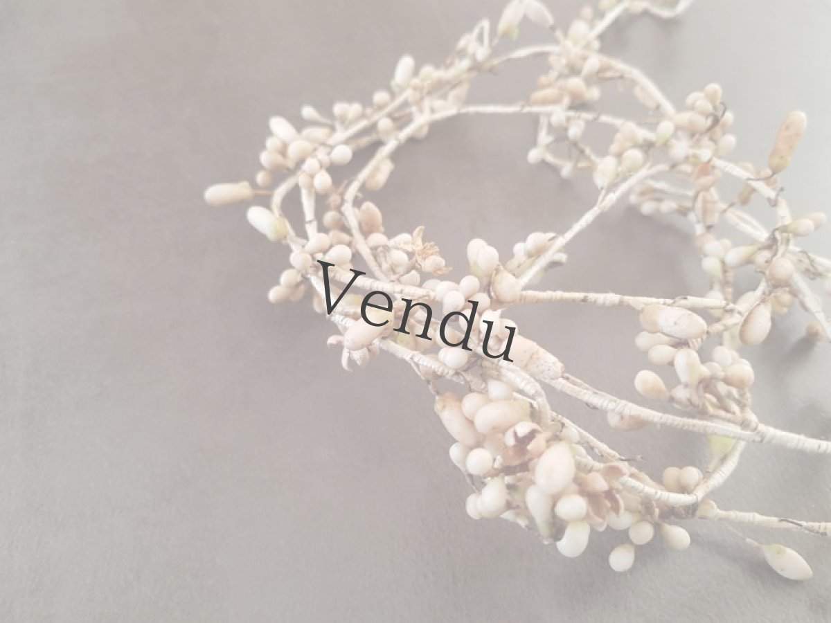 画像7: フランスアンティーク　ワックスフラワー　オレンジの蕾のガーランド (7)