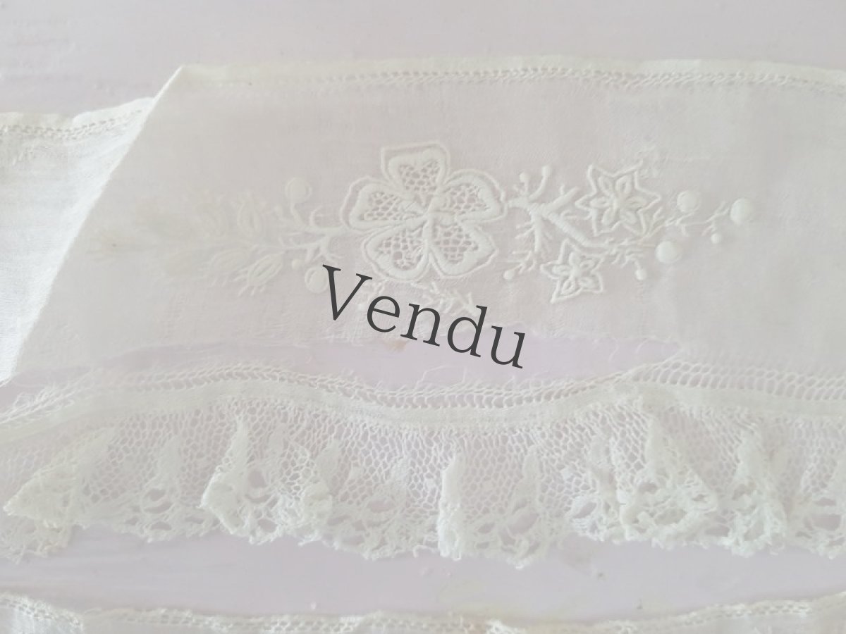 画像3: フランスアンティーク　ホワイトワーク　ポワニエ端切れ２枚 (3)
