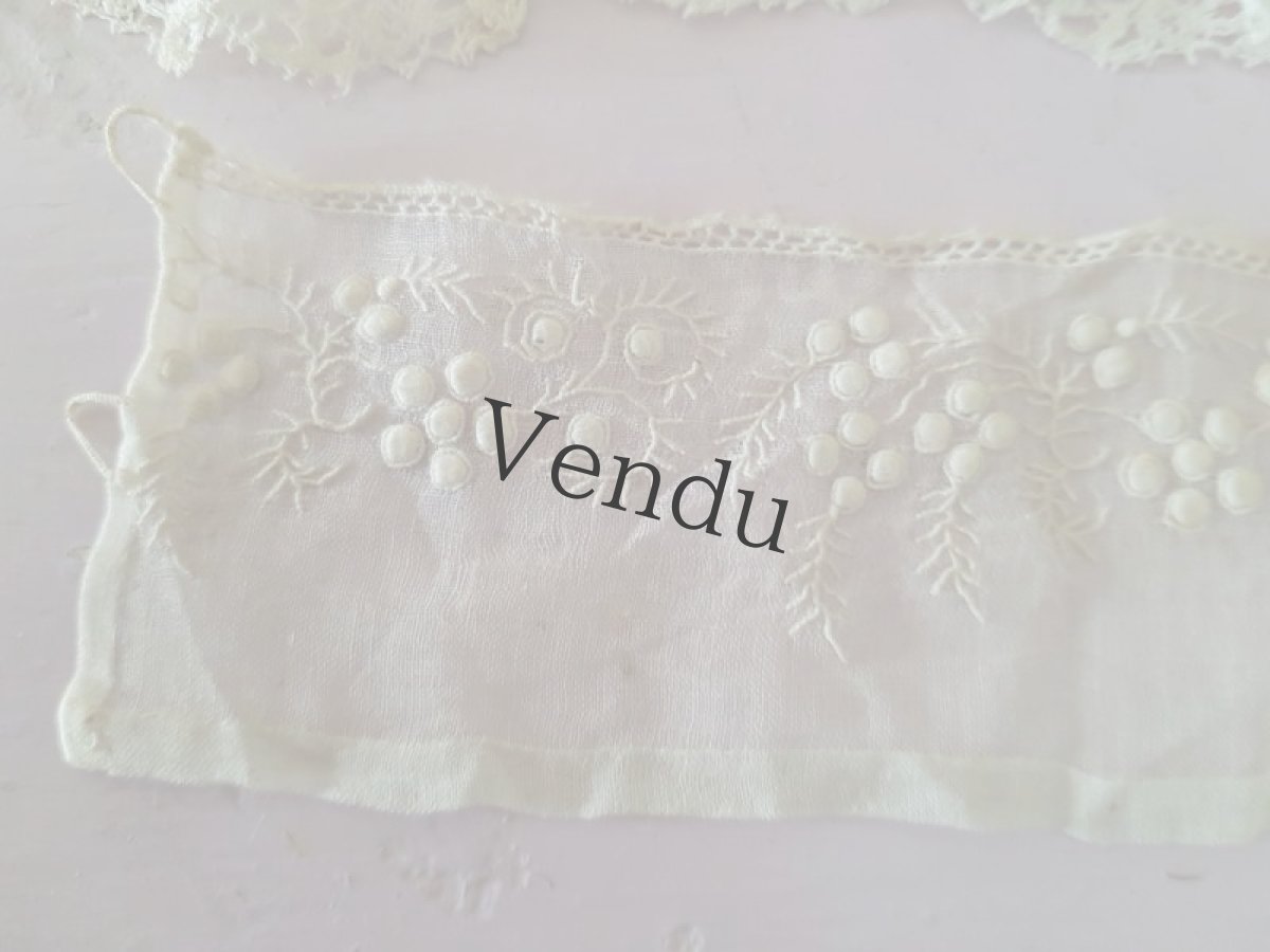 画像6: フランスアンティーク　ホワイトワーク　ポワニエ端切れ２枚 (6)