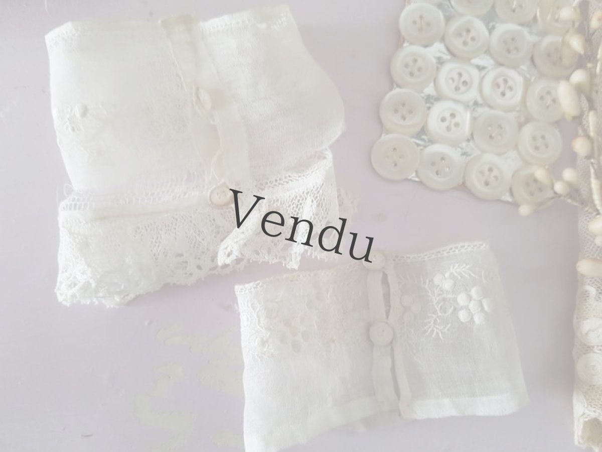 画像9: フランスアンティーク　ホワイトワーク　ポワニエ端切れ２枚 (9)