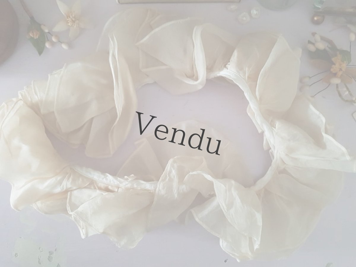 画像2: フランスヴィンテージ　四重フリルレースのつけ襟 (2)