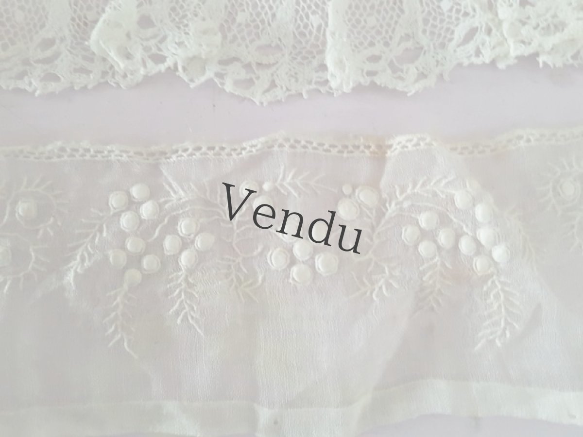 画像5: フランスアンティーク　ホワイトワーク　ポワニエ端切れ２枚 (5)