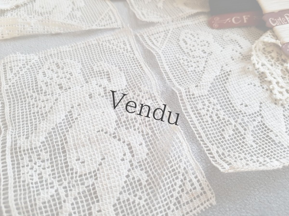 画像2: フランスアンティーク　天使のフィレレースモティーフ4枚セット (2)