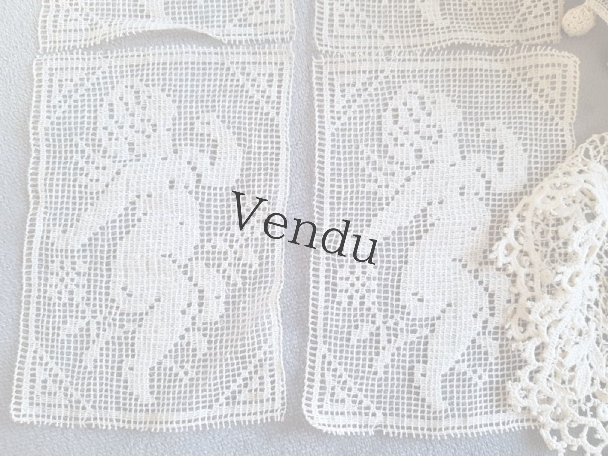 画像3: フランスアンティーク　天使のフィレレースモティーフ4枚セット (3)