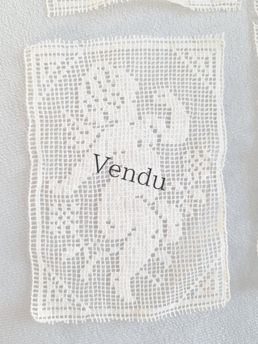 画像4: フランスアンティーク　天使のフィレレースモティーフ4枚セット (4)