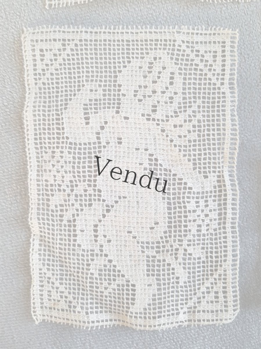 画像5: フランスアンティーク　天使のフィレレースモティーフ4枚セット (5)