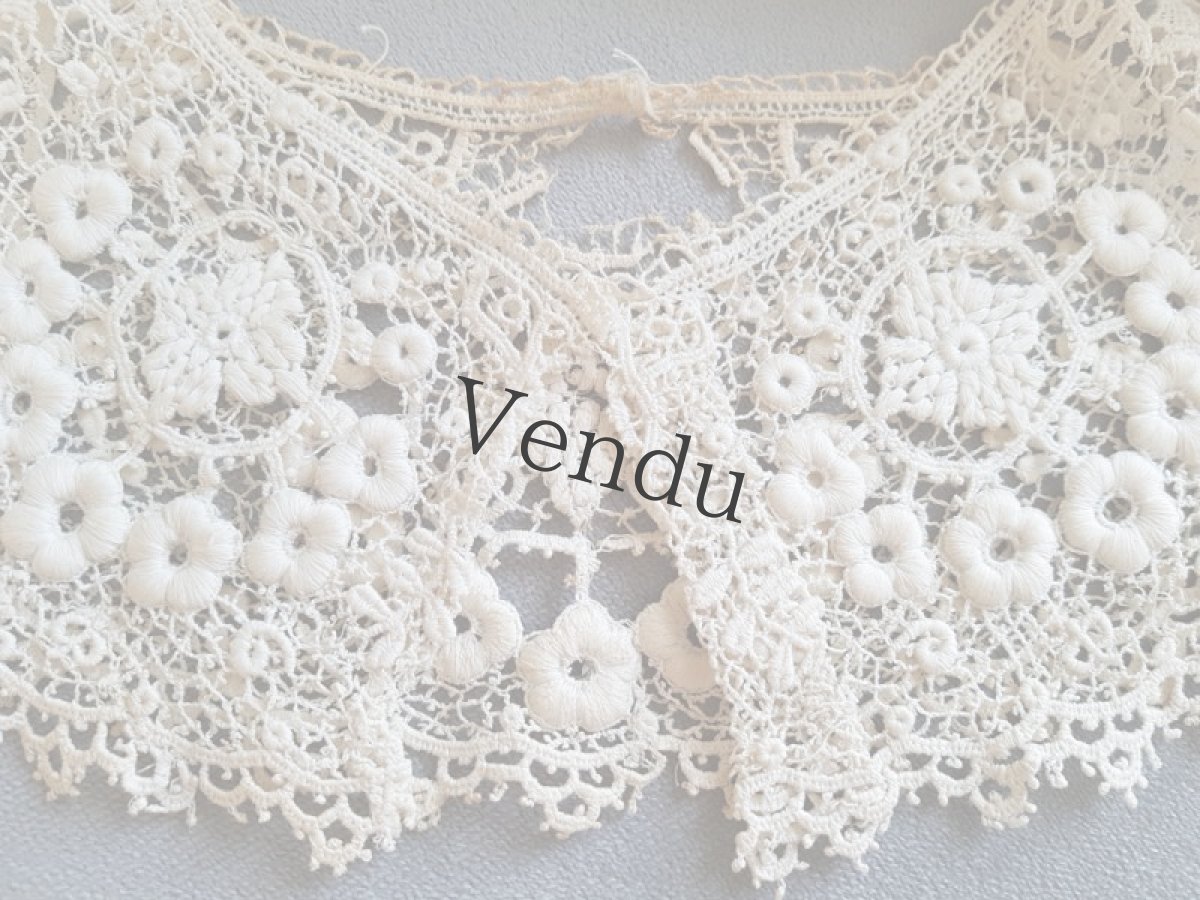 画像2: フランスアンティーク　ギピュールレースのつけ襟 (2)