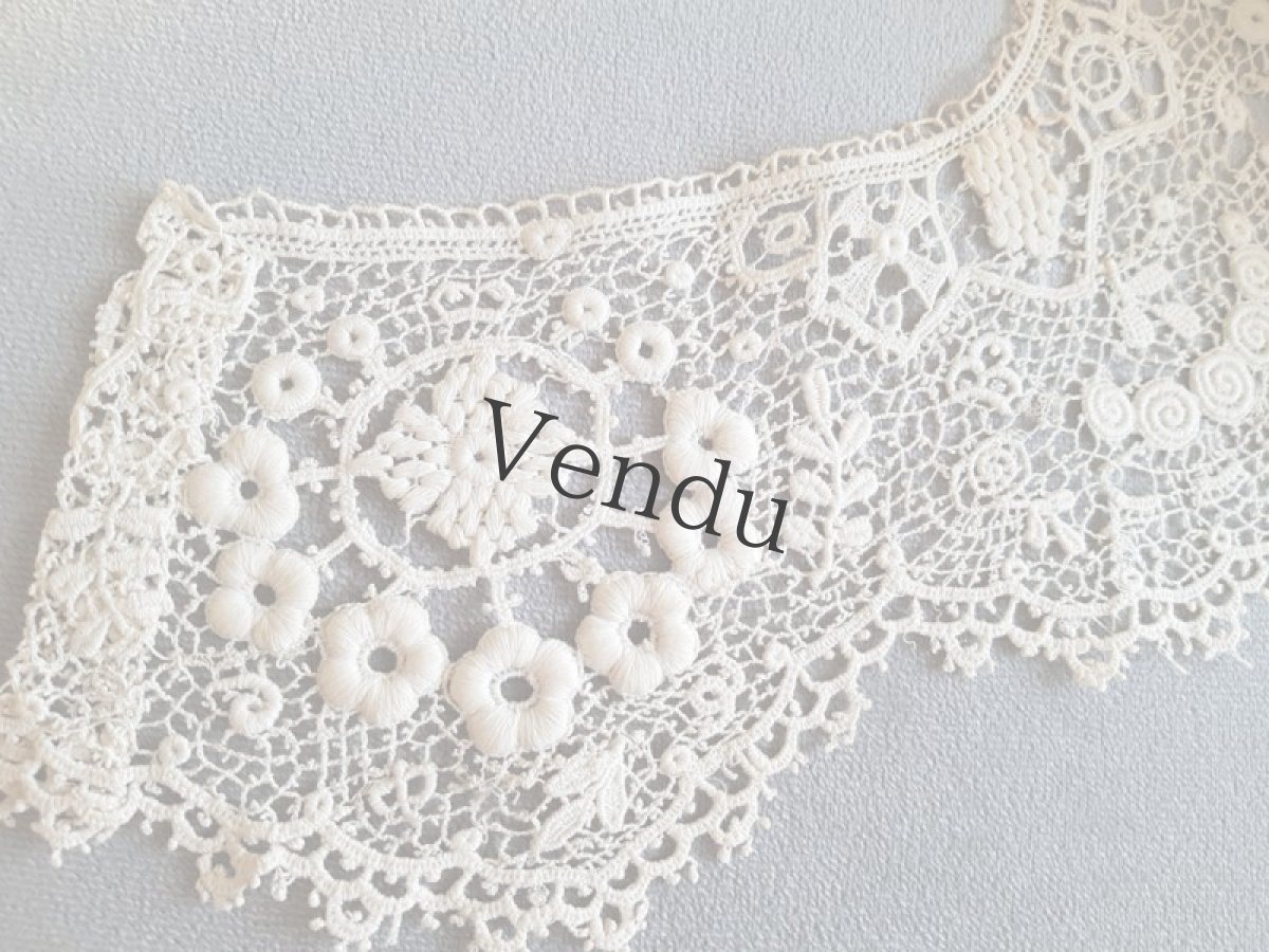 画像3: フランスアンティーク　ギピュールレースのつけ襟 (3)