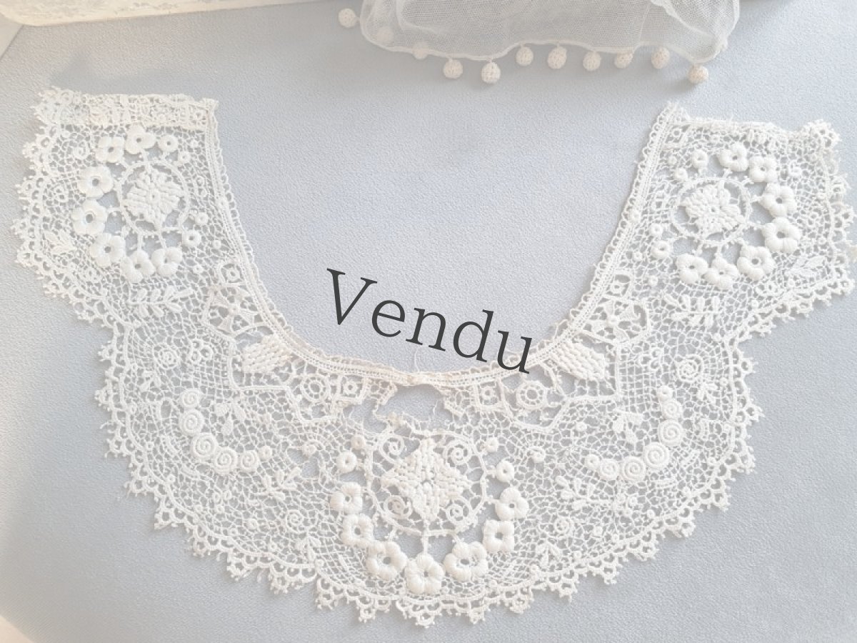 画像5: フランスアンティーク　ギピュールレースのつけ襟 (5)