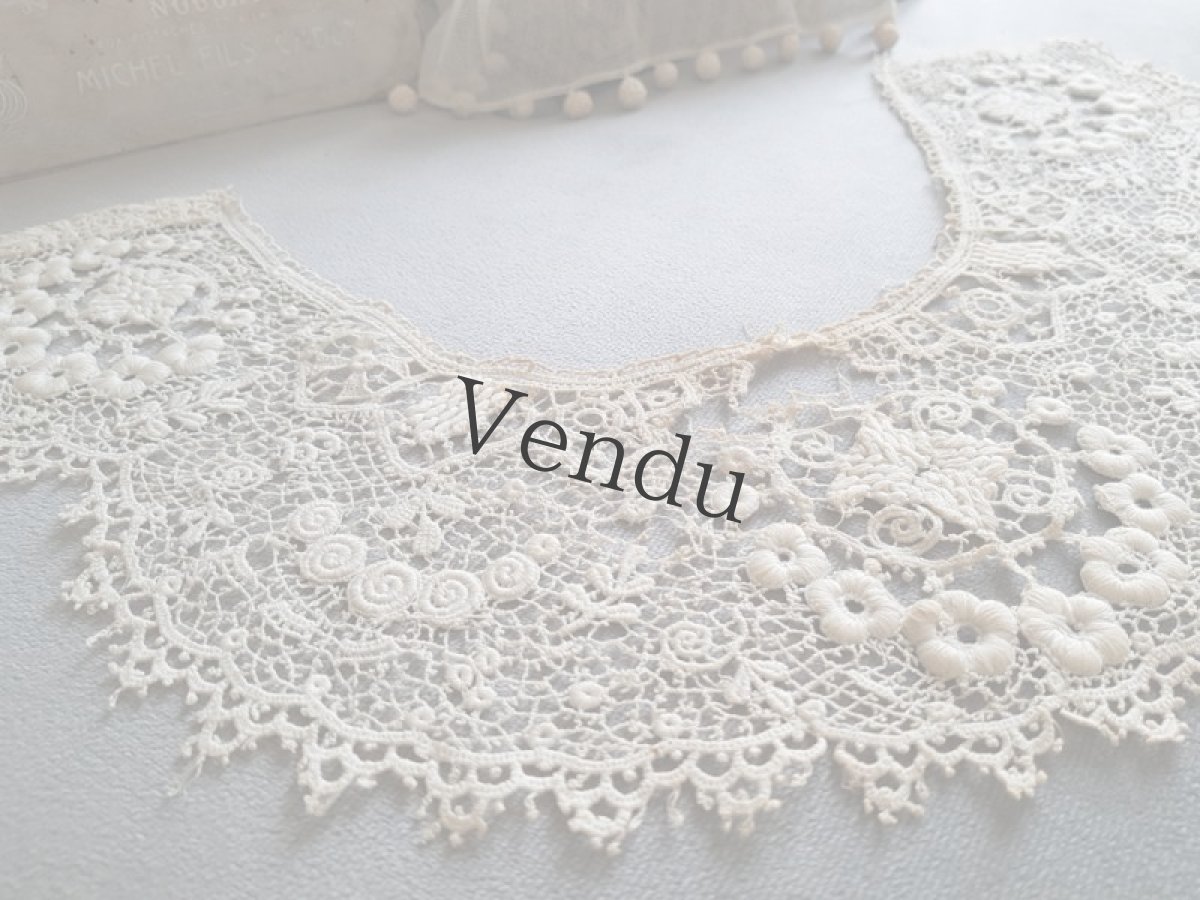 画像7: フランスアンティーク　ギピュールレースのつけ襟 (7)