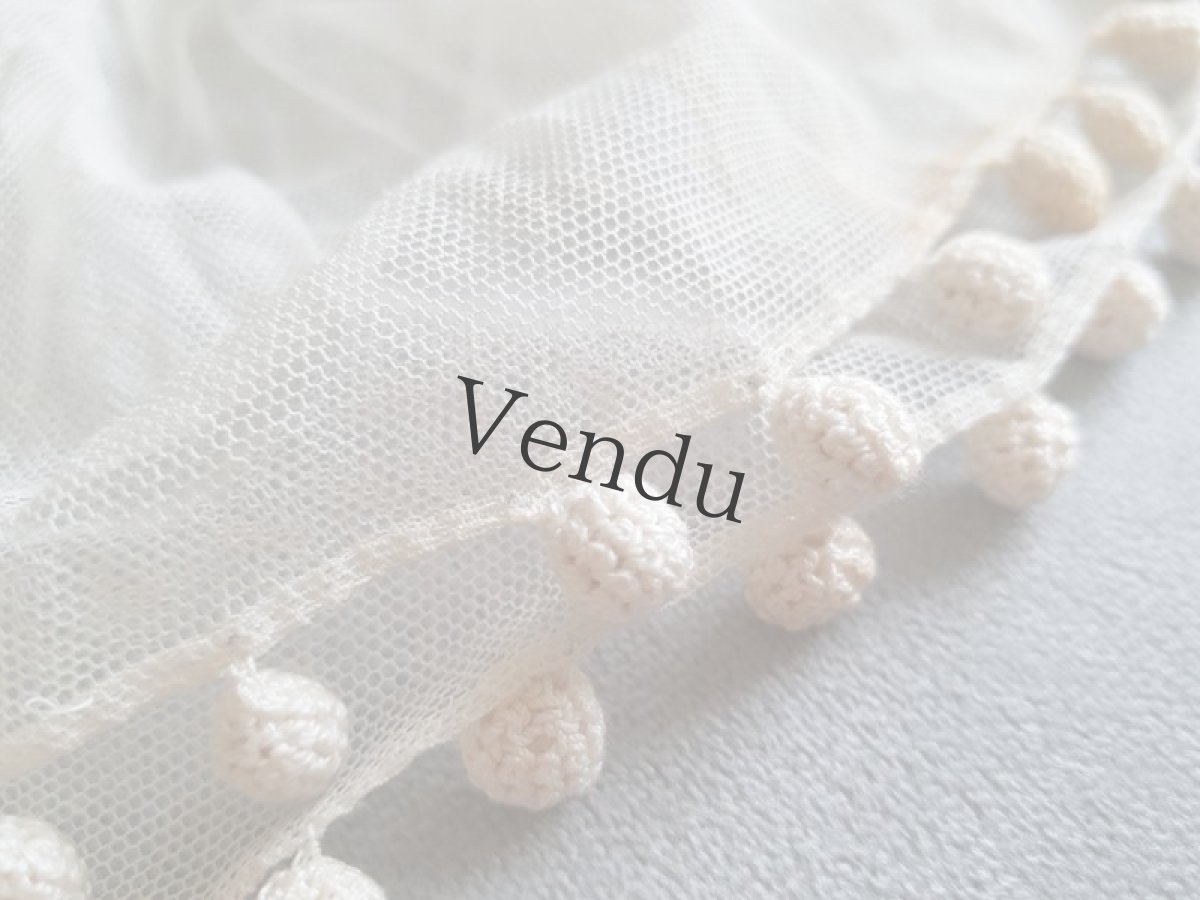 画像3: フランスヴィンテージ　ponponつきレースのつけ襟／ケープ (3)