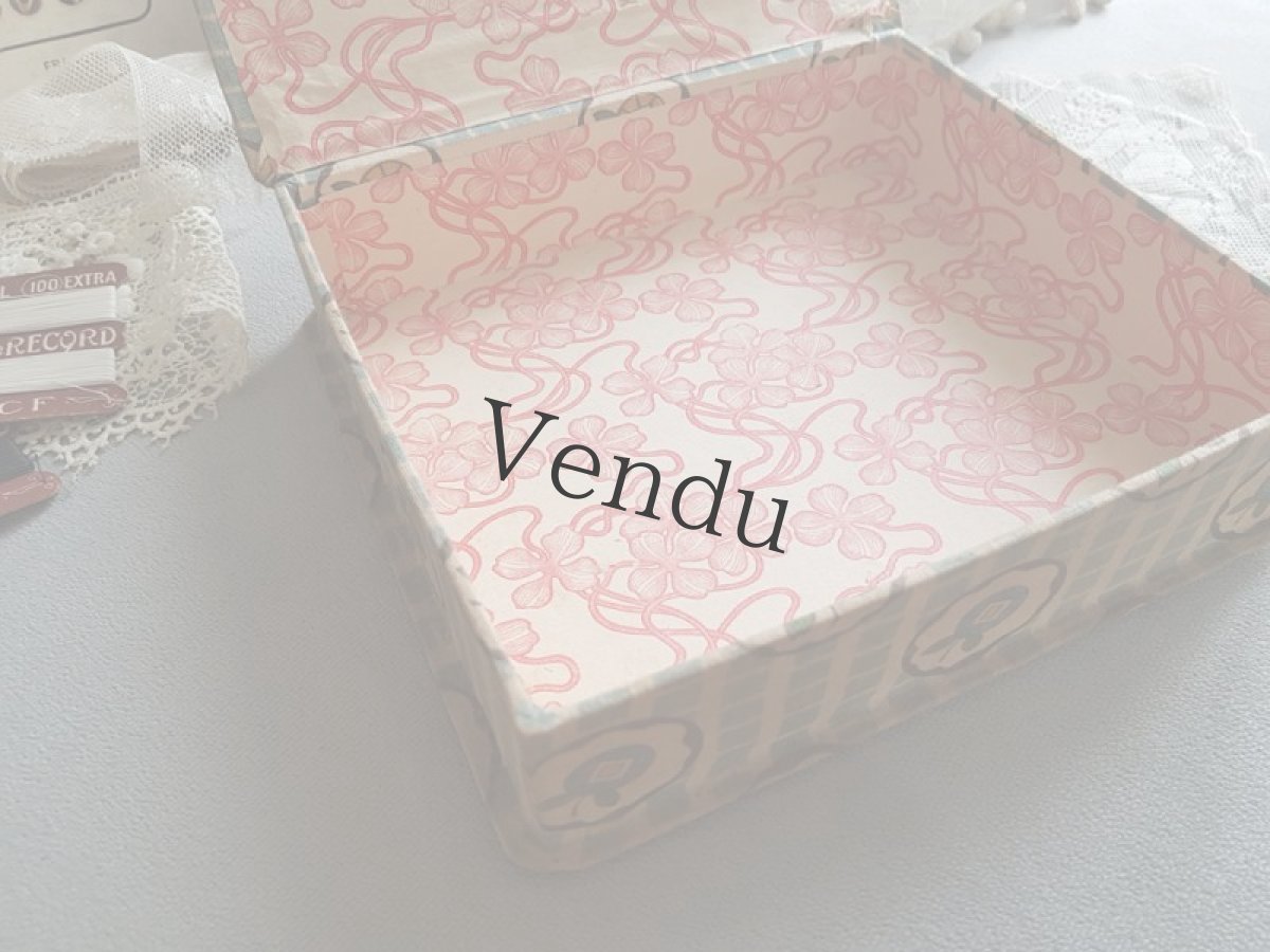 画像7: フランスアンティーク　カルトナージュボックス　お裁縫箱 (7)