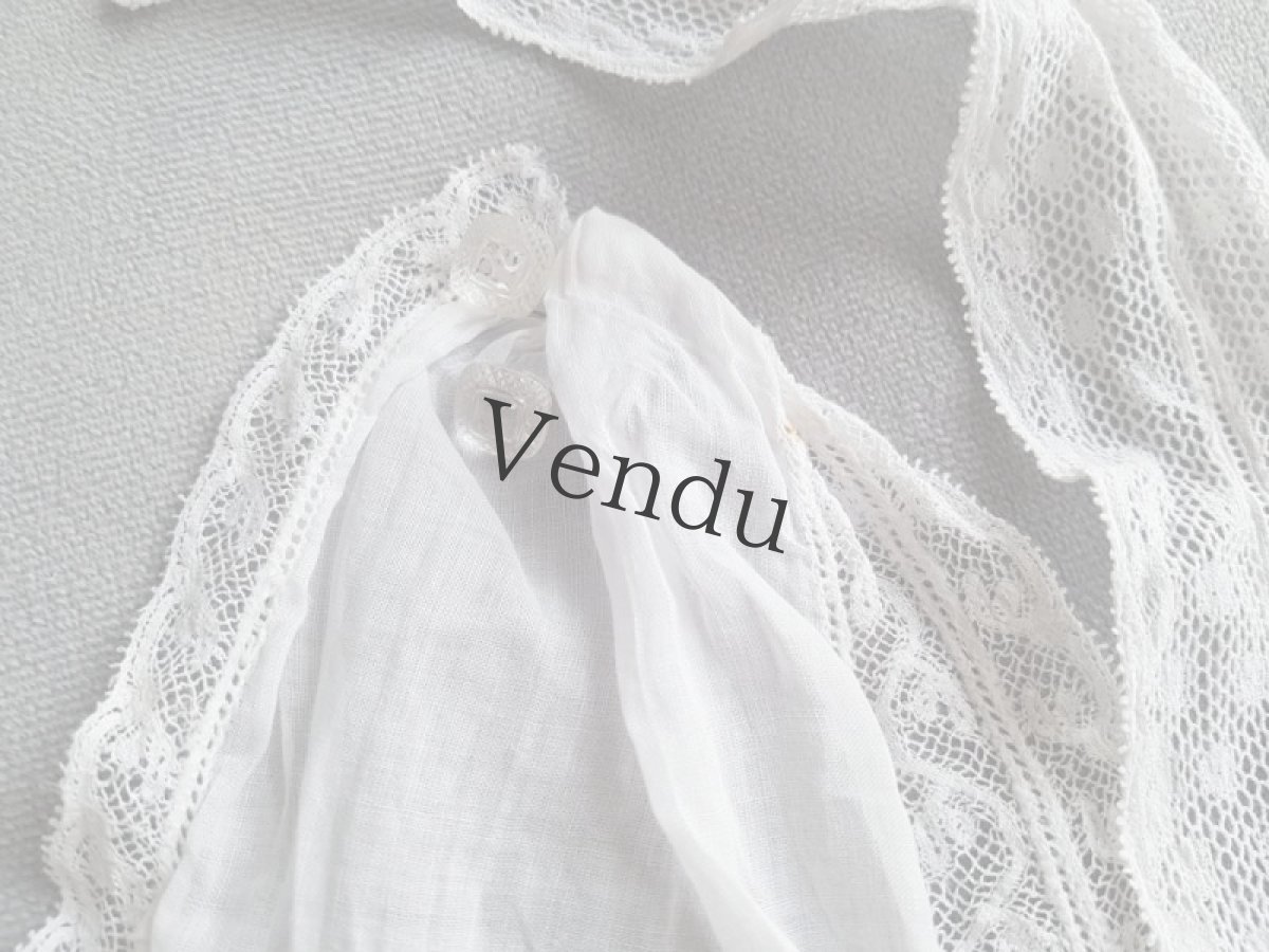 画像5: フランスアンティーク　ジャボとギャザーレースとガラスボタンのセット (5)