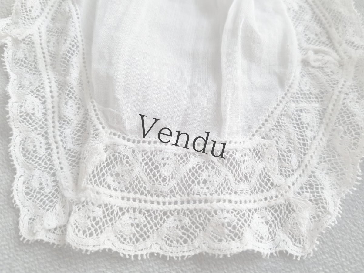 画像6: フランスアンティーク　ジャボとギャザーレースとガラスボタンのセット (6)