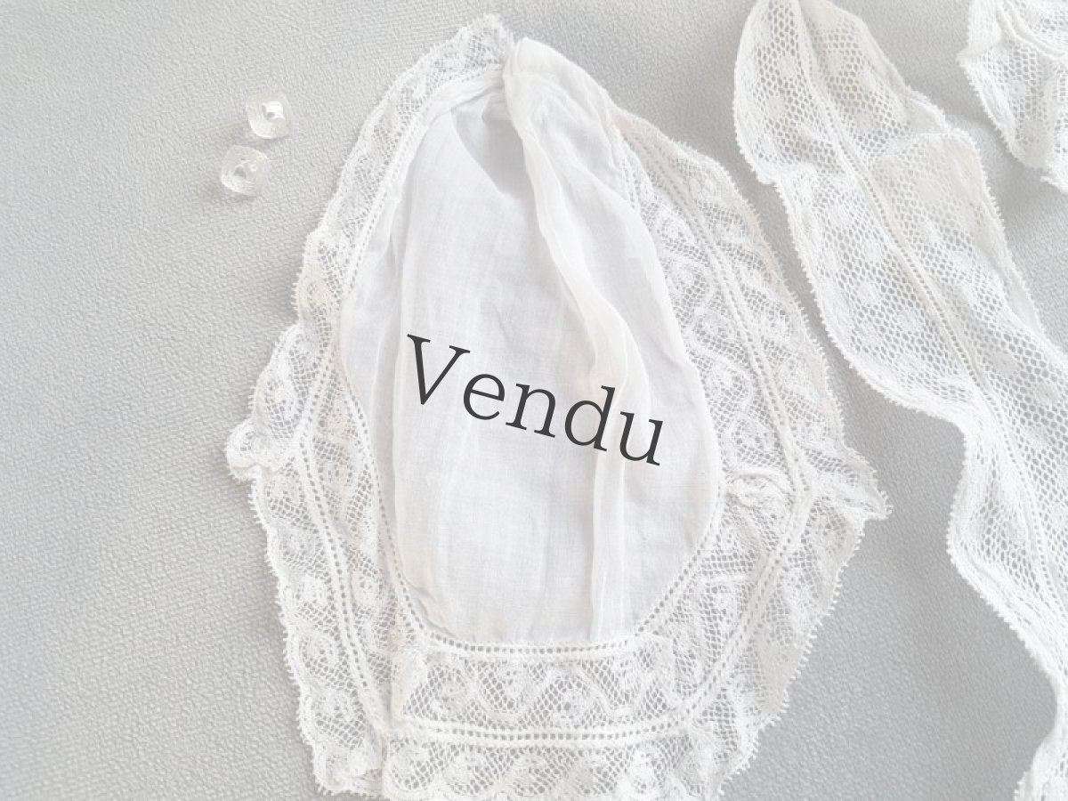 画像7: フランスアンティーク　ジャボとギャザーレースとガラスボタンのセット (7)