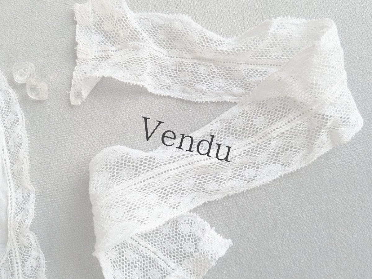 画像8: フランスアンティーク　ジャボとギャザーレースとガラスボタンのセット (8)