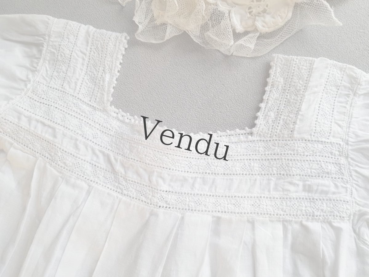 画像4: フランスアンティーク　べべ　コットンローブ (4)