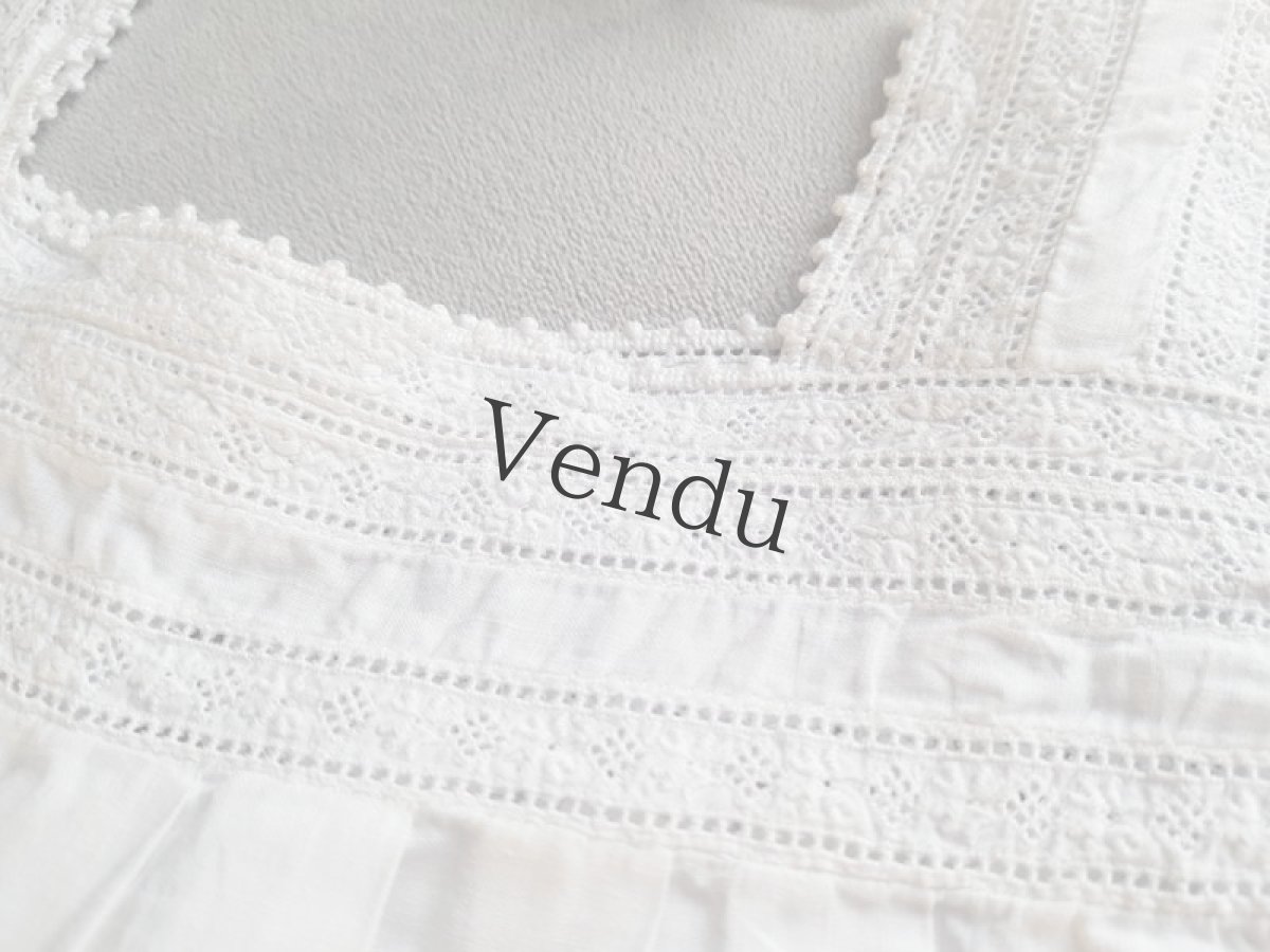 画像5: フランスアンティーク　べべ　コットンローブ (5)