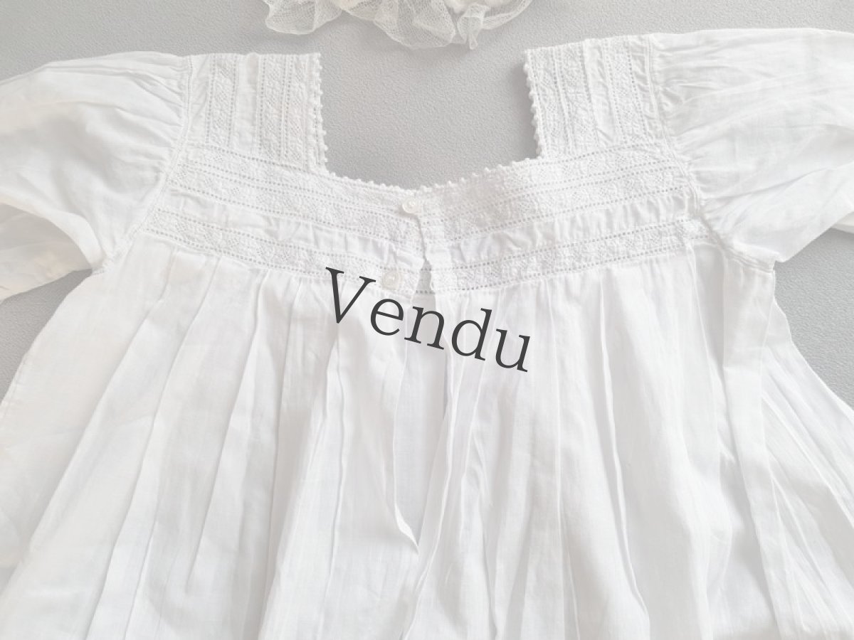 画像10: フランスアンティーク　べべ　コットンローブ (10)