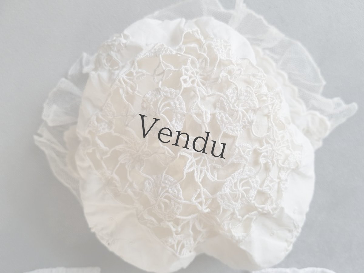 画像13: フランスアンティーク　べべ　カットワーク刺繍のボネ (13)