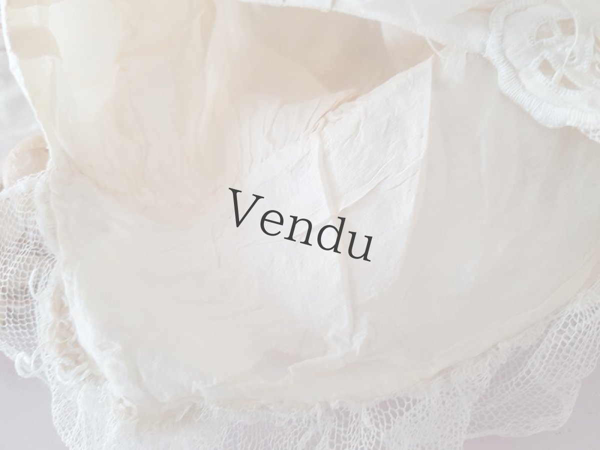 画像14: フランスアンティーク　べべ　カットワーク刺繍のボネ (14)