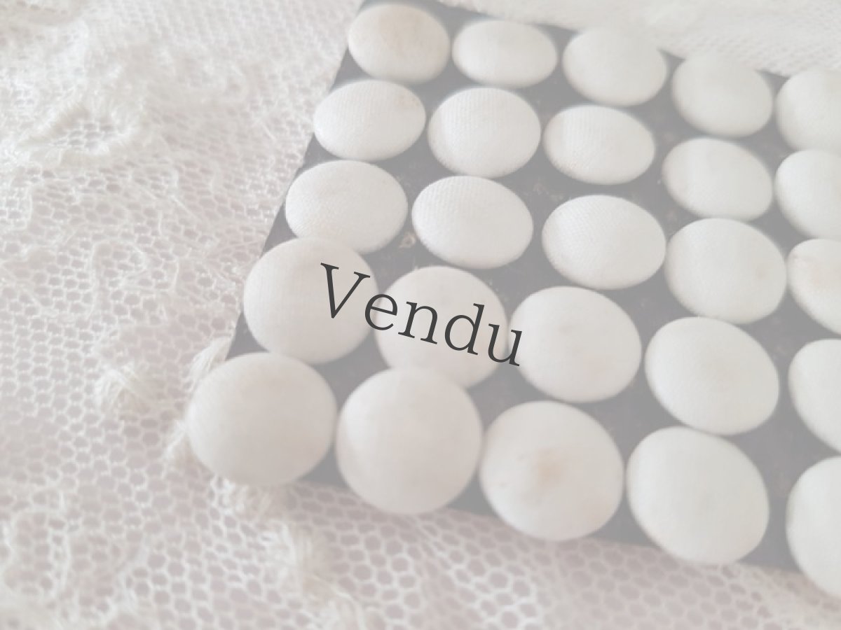 画像3: フランスアンティーク　白い布地ボタンのボタンシート AU LOUVRE PARIS 10mm (3)