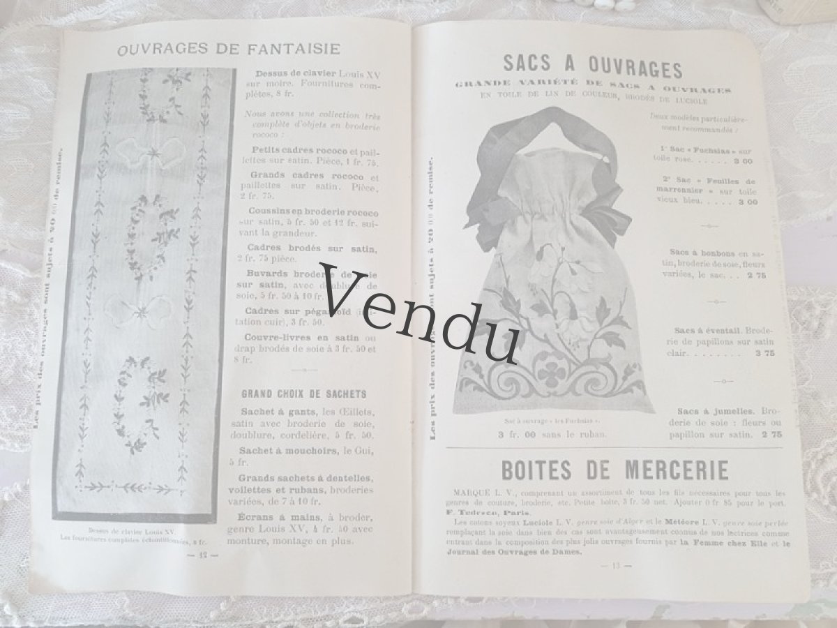 画像10: フランスアンティーク メゾンL.Vの付録付きカタログ OUVRAGES DE DAMES (10)