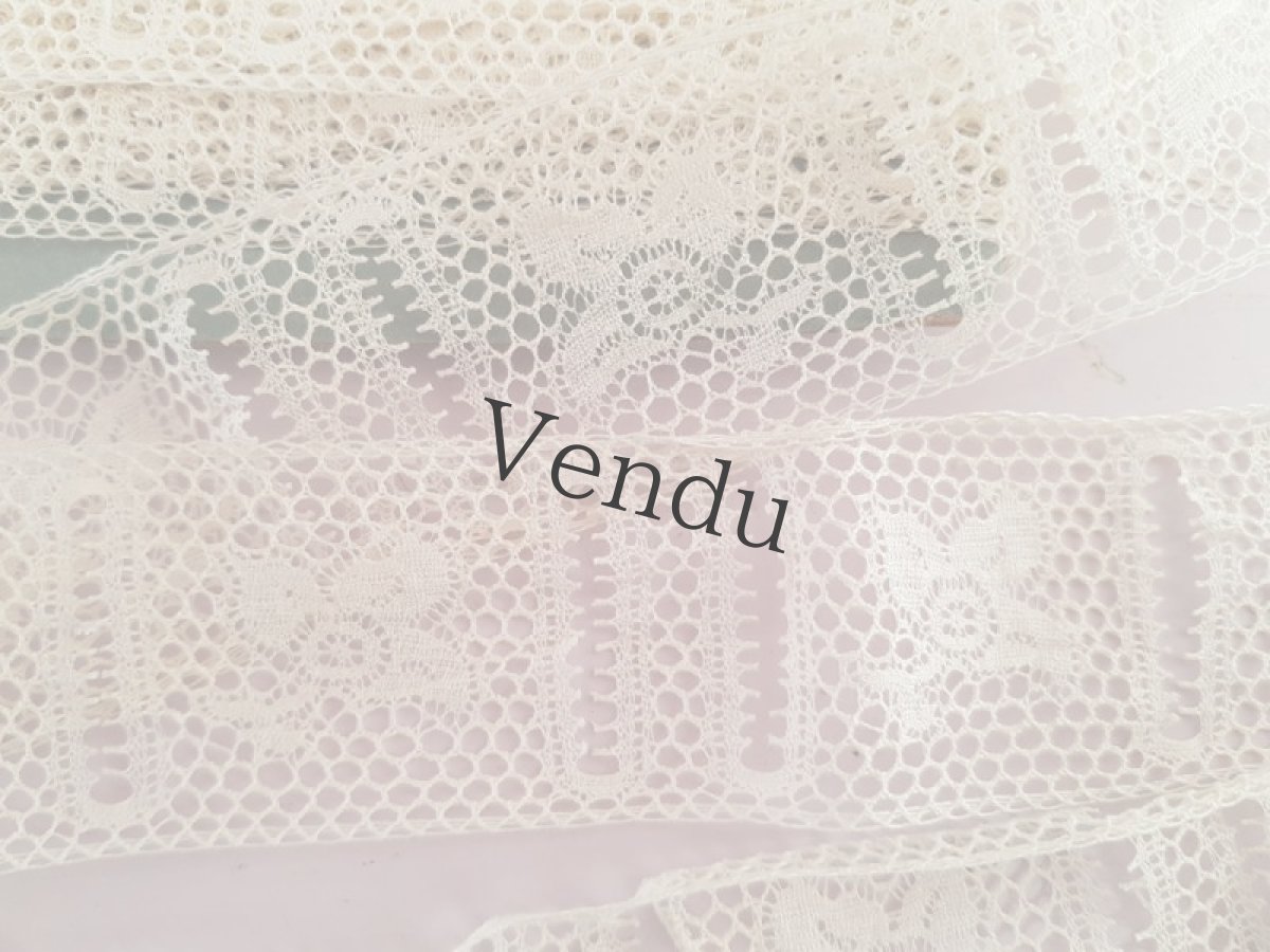 画像3: フランスアンティーク　リボン通し穴のあるヴァランシエンヌレース  50cm〜 (3)