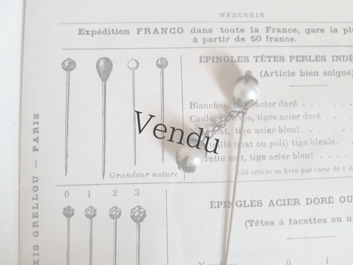 画像3: フランスアンティーク　ガラスパールのハットピン7.5cm (3)