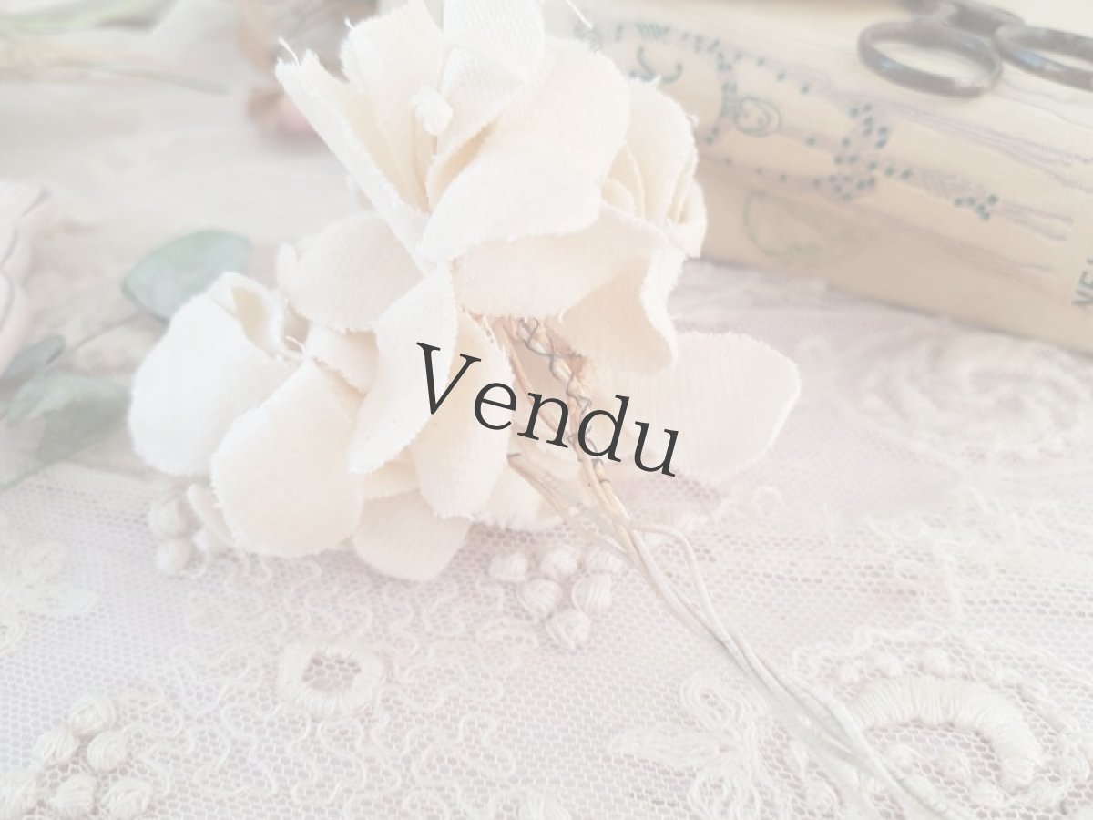 画像3: フランスアンティーク　布花ブーケB　エクリュ (3)