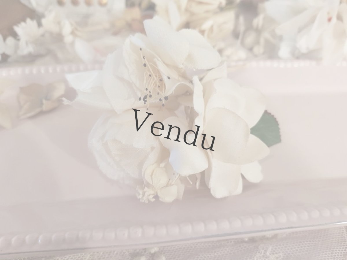 画像4: フランスアンティーク　布花プチブーケ エクリュ (4)