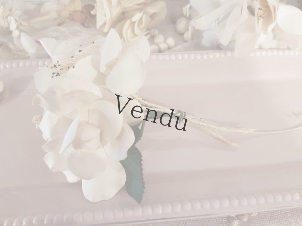 画像5: フランスアンティーク　布花プチブーケ エクリュ (5)