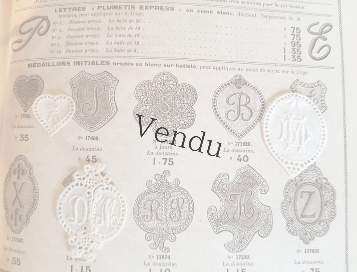 画像7: フランスアンティーク　メダイヨン イニシャル刺繍用モノグラム「Z」 (7)