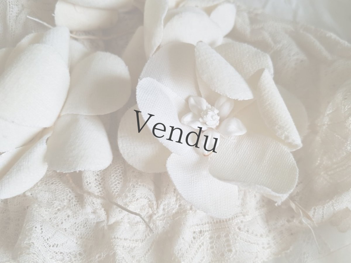 画像6: フランスアンティーク　布花ブーケA　エクリュ (6)