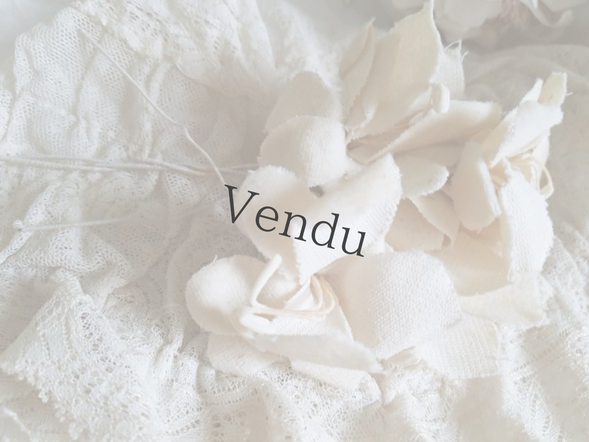 画像4: フランスアンティーク　布花ブーケB　エクリュ (4)