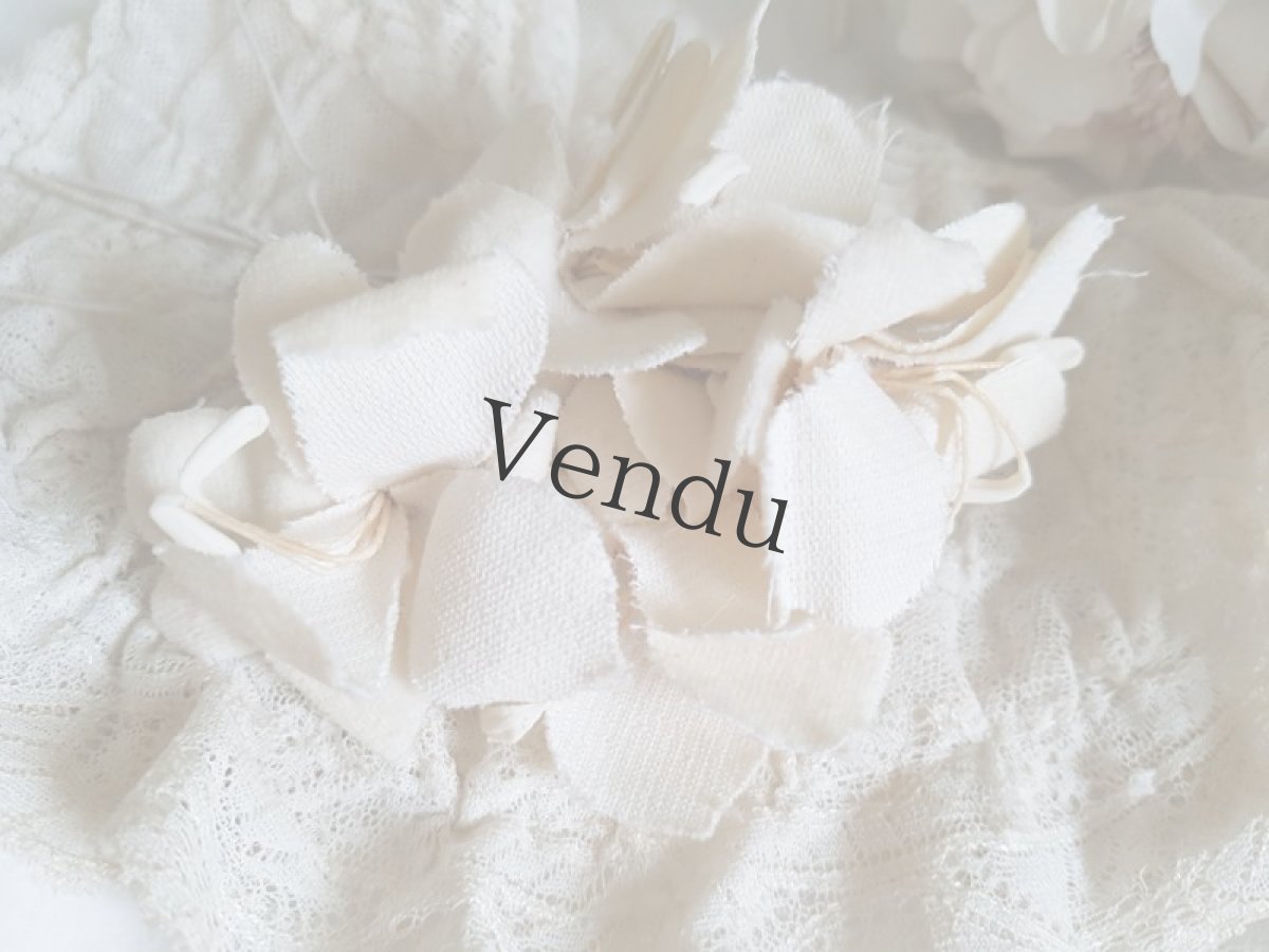 画像5: フランスアンティーク　布花ブーケB　エクリュ (5)