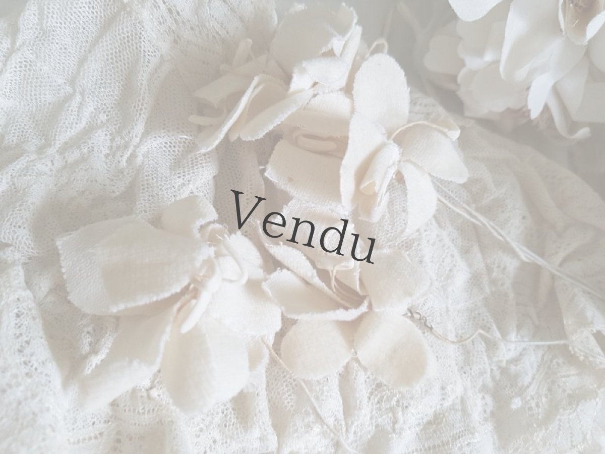 画像6: フランスアンティーク　布花ブーケB　エクリュ (6)