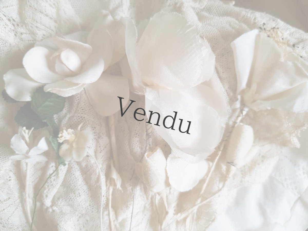 画像9: フランスアンティーク　布花プチブーケ エクリュ (9)