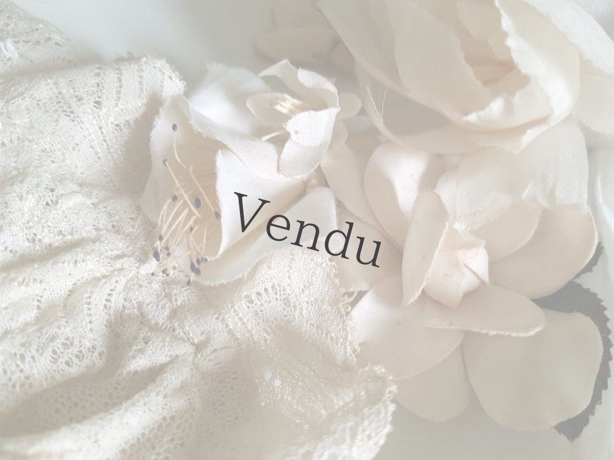 画像8: フランスアンティーク　布花プチブーケ エクリュ (8)