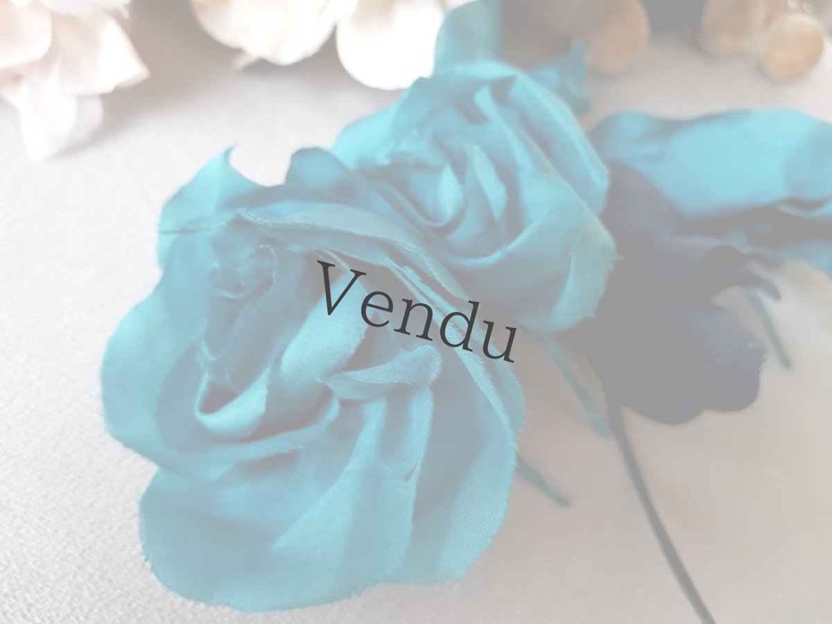 画像3: フランスアンティーク　布花ローズブーケ　カナール＆ブルーマリン (3)