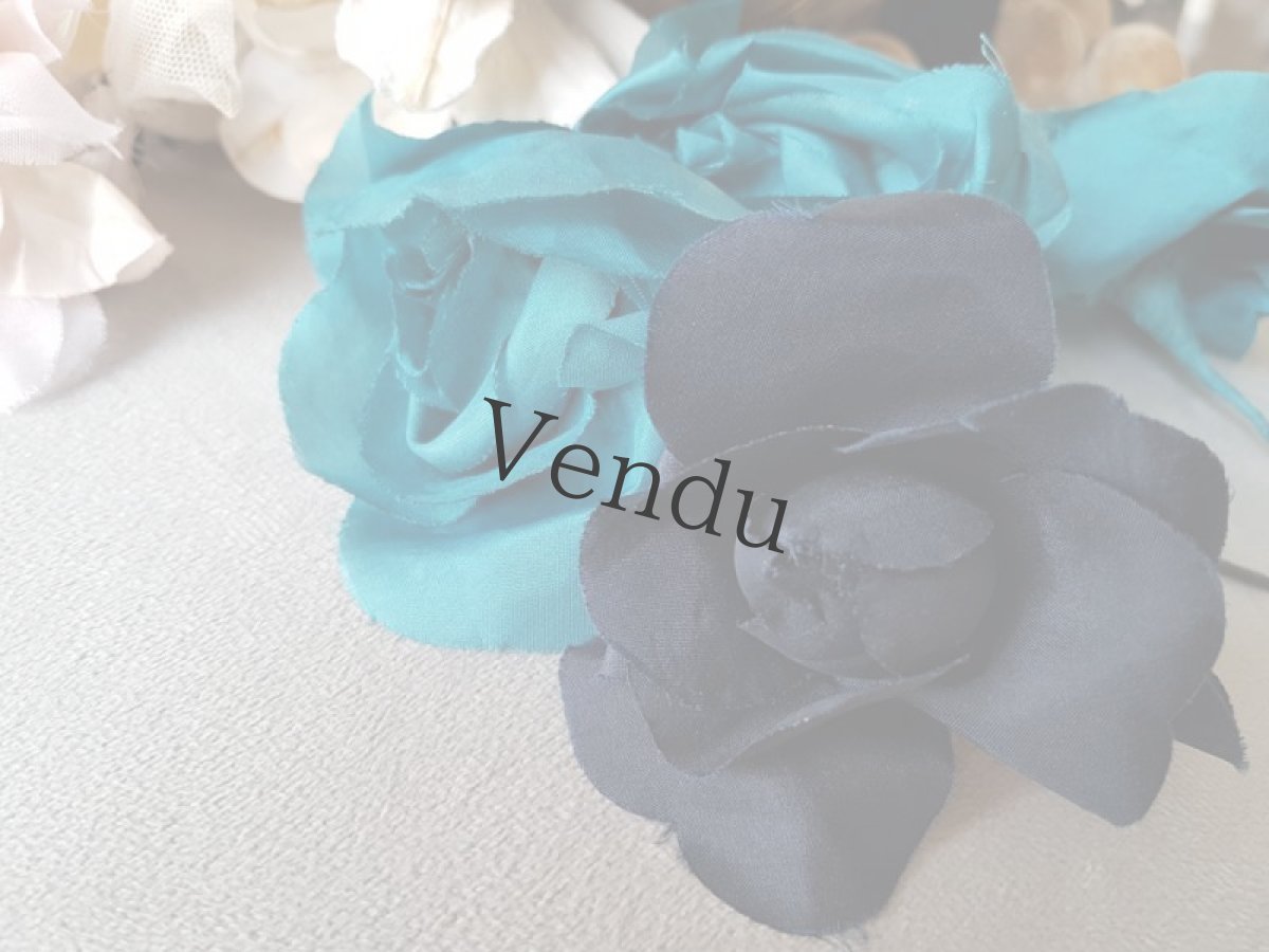 画像4: フランスアンティーク　布花ローズブーケ　カナール＆ブルーマリン (4)