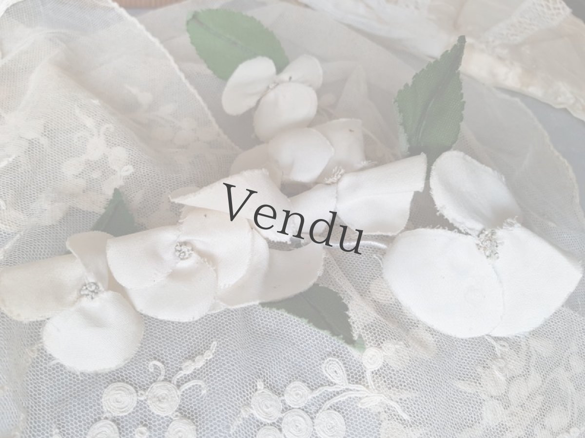 画像2: フランスアンティーク　布花白い紫陽花 (2)