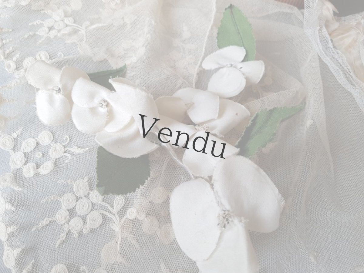 画像4: フランスアンティーク　布花白い紫陽花 (4)